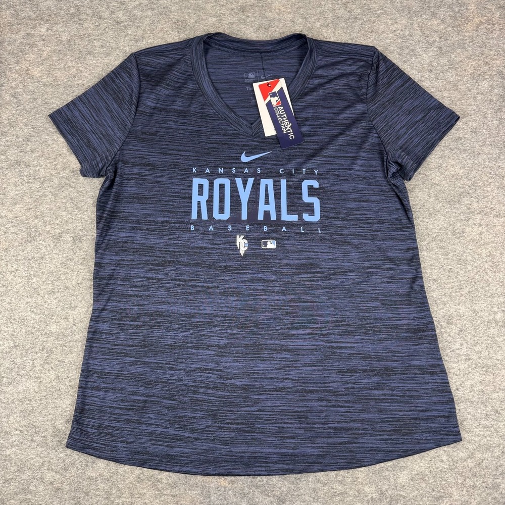 Nike Dri Fit Kansas City Royals T-Shirt Tee MLB Blue Womens Large L
